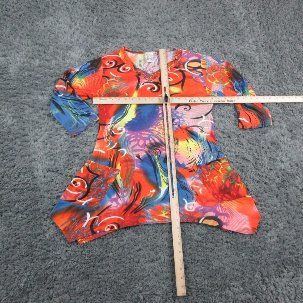 Parsley & Sage Shirt Womens S Orange Floral Tunic 3/4 Sleeve Pockets Cotton - Picture 2 of 13